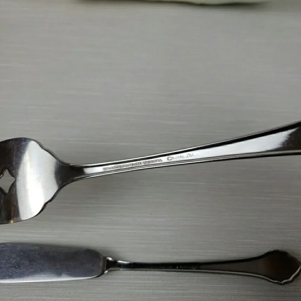Oneida Roger Deluxe Summer Mist Autumn Glow Serving Fork, Butter Knife Stainless